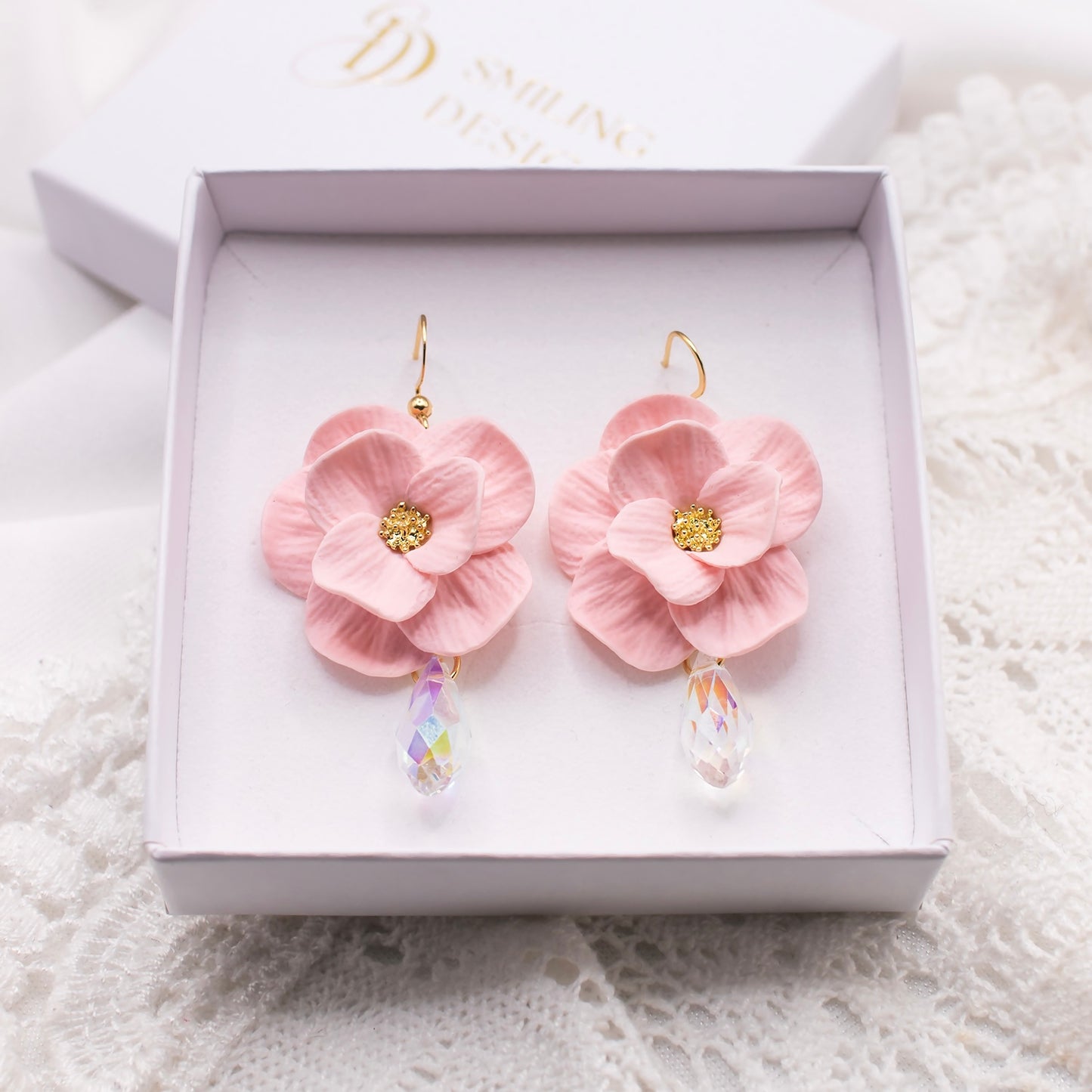 Juliette-korvakorut, puuteriroosa