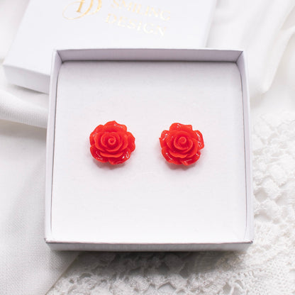 Rosa-nappikorvakorut, punainen