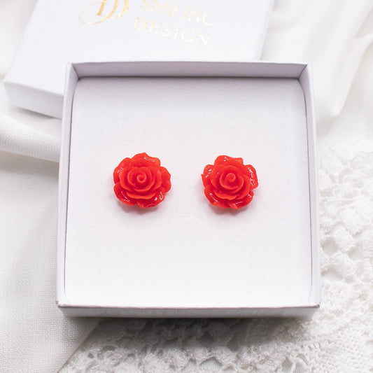 Rosa-nappikorvakorut, punainen